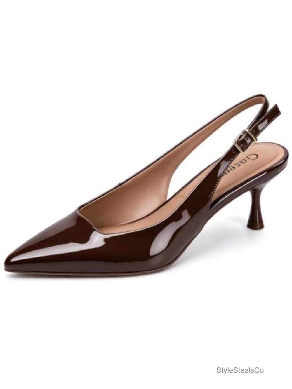 Women's Kitten Heels 2.3 Inch Pointed Toe Slingback Pumps for Wedding Party